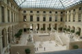 Aerial view of the main hall of the Louvre Museum