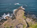 An aerial view of main promontory at Giant`s Causeway on the Antrim Coast of Northern Ireland, UK. Royalty Free Stock Photo