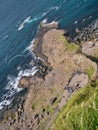 An aerial view of main promontory at Giant`s Causeway on the Antrim Coast of Northern Ireland, UK.