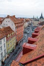 Aerial view of main shopping street Herrengasse, Graz, Austria