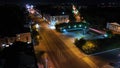 Aerial, main street, square, night, excerpt, roads, city, top