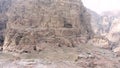 Aerial view of the main tombs area of the trail of Um Al-Biyara in the city of Petra, Jordan. Royalty Free Stock Photo