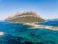 Aerial view of Tavolara Island from Porto San Paolo,Gallura,Sardinia Royalty Free Stock Photo