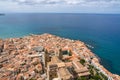 Aerial view of the majestic city of Cefalu in Sicily, southern Italy Royalty Free Stock Photo