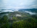 Aerial view of a majestic green Great Smoky Mountains, TN under a cloudy sky Royalty Free Stock Photo