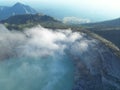 Aerial view of majestic Ijen volcano crater