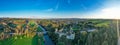 Aerial view of majestic Lismore Castle in County Waterford, Ireland, bathed in the golden glow of the setting sun Royalty Free Stock Photo