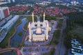 Aerial view of Majestic mosque at Shah Alam. Royalty Free Stock Photo