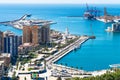 Aerial View of Malaga Port and Lighthouse Royalty Free Stock Photo