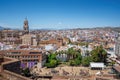 Aerial view of Malaga Skyline with Malaga Cathedral - Malaga, Andalusia, Spain