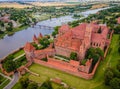 Aerial view of Malbork Teutonic order castle and fortress in Poland