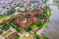 Aerial view of Malbork Teutonic order castle in Poland. It is the largest castle in the world measured by land area and a UNESCO