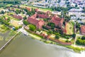 Aerial view of Malbork Teutonic order castle in Poland. It is the largest castle in the world measured by land area and a UNESCO