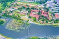 Aerial view of Malbork Teutonic order castle in Poland. It is the largest castle in the world measured by land area and a UNESCO