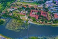 Aerial view of Malbork Teutonic order castle in Poland. It is the largest castle in the world measured by land area and a UNESCO