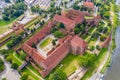 Aerial view of Malbork Teutonic order castle in Poland. It is the largest castle in the world measured by land area and a UNESCO