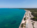 Aerial view of Malecon Tajamar in Cancun, Mexico