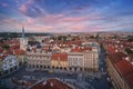 Aerial view of Malostranske Namesti Square at sunset - Prague, Czech Republic