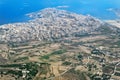 Aerial view at Malta Bugibba from airplane