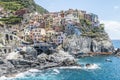 Aerial view of Manarola in Cinque Terre, beautiful town above the sea Royalty Free Stock Photo
