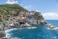 Aerial view of Manarola in Cinque Terre, beautiful town above the sea Royalty Free Stock Photo