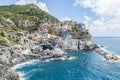 Aerial view of Manarola in Cinque Terre, beautiful town above the sea Royalty Free Stock Photo