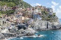 Aerial view of Manarola in Cinque Terre, beautiful town above the sea Royalty Free Stock Photo