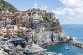 Aerial view of Manarola in Cinque Terre, beautiful town above the sea Royalty Free Stock Photo