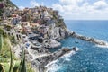 Aerial view of Manarola in Cinque Terre, beautiful town above the sea Royalty Free Stock Photo