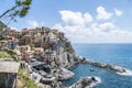 Aerial view of Manarola in Cinque Terre, beautiful town above the sea Royalty Free Stock Photo