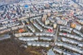 Aerial view of communist residential area, flat of blocks