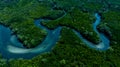 Aerial view mangrove forest natural landscape environment, River in tropical mangrove green tree forest, Mangrove landscape Royalty Free Stock Photo