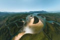 Aerial view of Mangroves in Hinchinbrook National Park. Mountains, rivers and Ramsay Bay Beach along the Thorsborne Royalty Free Stock Photo