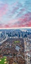 Aerial view of Manhattan. Central Park, city skyscrapers with Hudson and East River in winter season Royalty Free Stock Photo