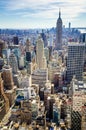 Aerial view of Manhattan and the Empire State Building Royalty Free Stock Photo