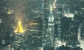 Aerial view of Manhattan at hazy night, color toning applied, New York City, USA Royalty Free Stock Photo