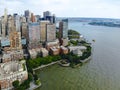 Aerial view of Manhattan skyline with Battery Park, New York, USA. Royalty Free Stock Photo