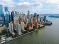 Aerial view of Manhattan skyline with Battery Park, New York, USA. Royalty Free Stock Photo