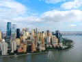 Aerial view of Manhattan skyline with Battery Park, New York, USA. Royalty Free Stock Photo