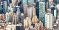 Aerial view of Manhattan skyline from helicopter in winter season, New York City Royalty Free Stock Photo