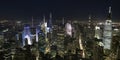 Aerial view of Manhattan skyline at night, New York City Royalty Free Stock Photo