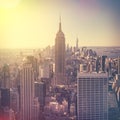 Aerial view of Manhattan skyline at sunrise, New York City, USA Royalty Free Stock Photo