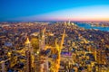 Aerial view of Manhattan skyline at sunset, New York City Royalty Free Stock Photo