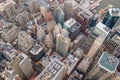 Aerial view of Manhattan skyline at sunset, New York City Royalty Free Stock Photo
