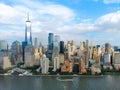 Aerial view of Manhattan Skyline, with World Trade Center, New York, USA. Royalty Free Stock Photo