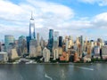 Aerial view of Manhattan Skyline, with World Trade Center, New York, USA. Royalty Free Stock Photo