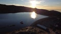 The aerial view of the Maques da Silva Dam in the Serra da Estrela Natural Park in Portugal Royalty Free Stock Photo