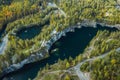 Aerial view of Marble canyon in the mountain park of Ruskeala, Karelia, Russia Royalty Free Stock Photo