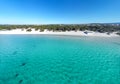 Aerial view of Maria Pia beach beautiful shoreline on a sunny day Royalty Free Stock Photo