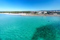 Aerial view of Maria Pia beach shoreline on a sunny day Royalty Free Stock Photo